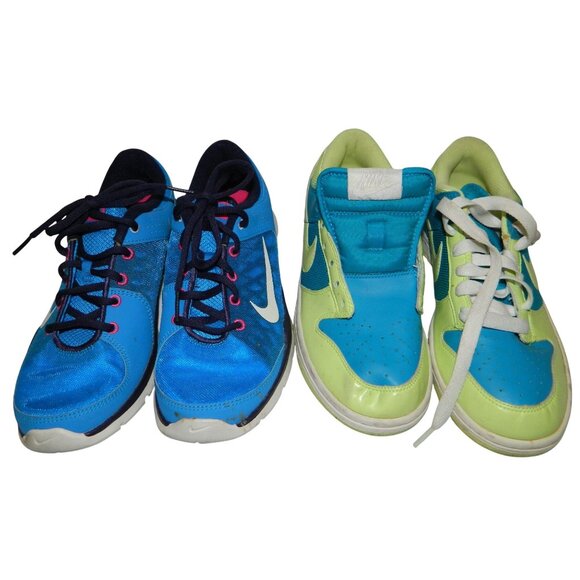 Nike Womens Size 7 Sneakers Flex Trainer & Dunk Styles Rubber Sole Lot Of 2 - Picture 1 of 14